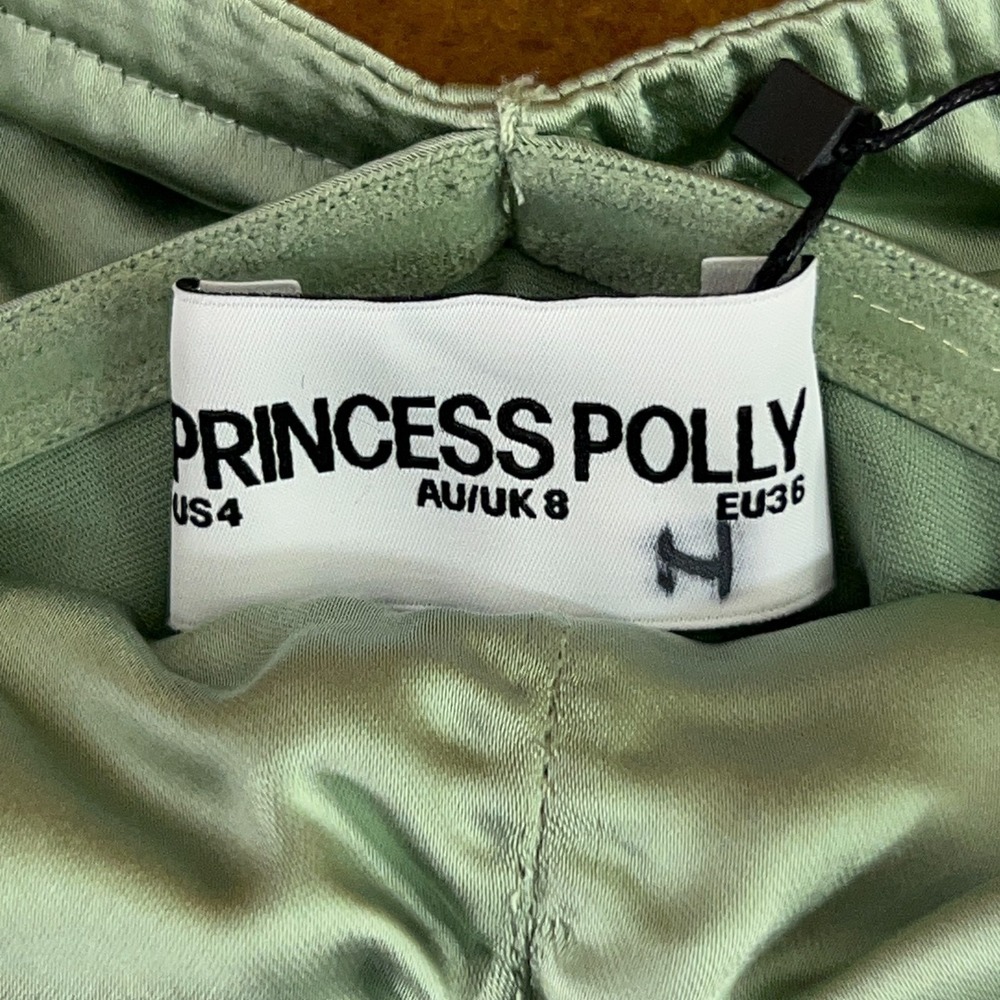Princess Polly Womens 4 Sage Green Off The Shoulder Lined Sadee Maxi Dress NWT - Picture 2 of 15
